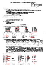 Giáo án Tiếng anh lớp 10 - Revision of unit 7 Cultural Diversity - Năm học 2016-2017